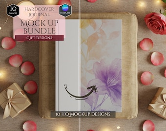 Hardcover Journal Mockup Bundle -Gift Notebook Design Mockups -Customizable Mockups-Full wraparound print Journal Mockup-Canva Template