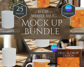 11oz White Mug Mockup - Canva Drag and Drop Mug Mockup - 11 Oz Mug Mockup Bundle - Canva Mockup Template - Coffee Cup Mockup -Digital Mockup
