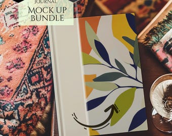 Hardcover Journal Mockup Bundle -Home Decor Mockups -10 Mockup Designs -Customizable -Full Wraparound Print Journal Mockups -Canva Template