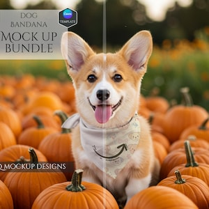 Dog Bandana Mockup Bundle -Pet Collar Mockups -10 Mockup Designs -Pet Scarf Mockups -Dog Bandana Collar -Canva Template - HQ Mockups