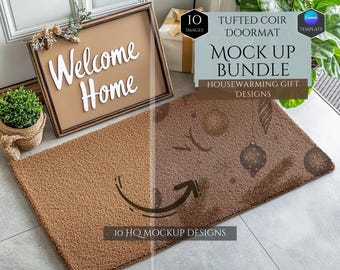 Doormat Mockup Bundle -Housewarming Gift Mockups -10 Mockup Designs -Doormat Home Decor -HQ Mockups -Decoration Mockups -Canva Template