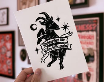 Black Phillip - The Witch - Linocut Print - Robert Eggers - The VVitch