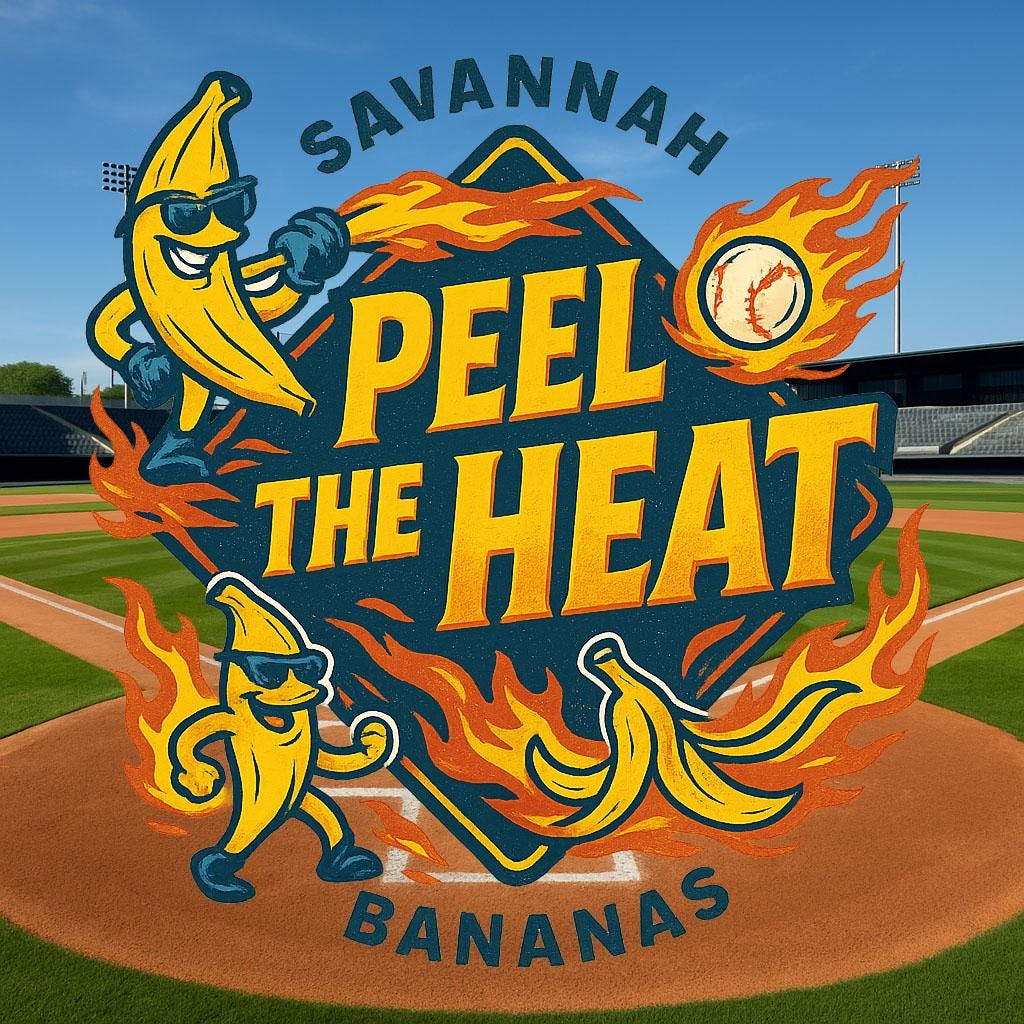 Peel The Heat, Savannah Bananas Digital Download, Funny Baseball Art Print, Banana Ball Fan Printable, Personal Use Only