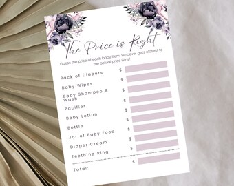 Baby Shower Game | Instant Download | Guess The Price | The Price Is Right Game | Printable The Price Is Right | Girl Shower