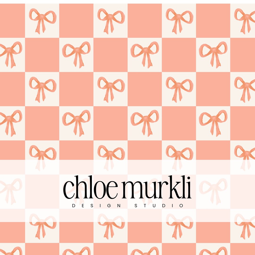 Checkared Pattern Bow Pink Bows Checkered Seamless Pattern, Bows Seamless Pattern, Checker ...