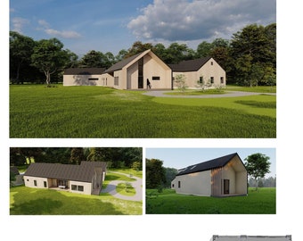 Scandinavian House Plans: 4 Bedroom Home, Modern Design (Blueprints)