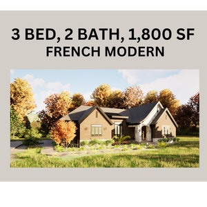 Plans de maison architecturale Garage attenant de trois chambres à coucher Plan de maison moderne de style français Ensemble de construction complet Designer de maison expérimenté