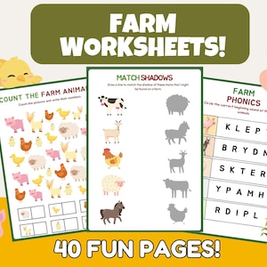 Farm Theme Worksheets for Preschool & Kindergarten – Printable Farm Animal Activities