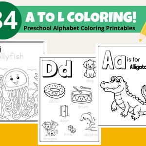 ABC Coloring Pages A-L: Preschool Letter Activities (PDF Download)