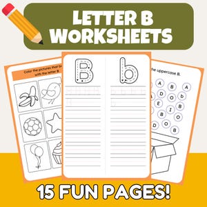 Printable Letter B Activities – 15 Fun Alphabet Worksheets, Instant Download