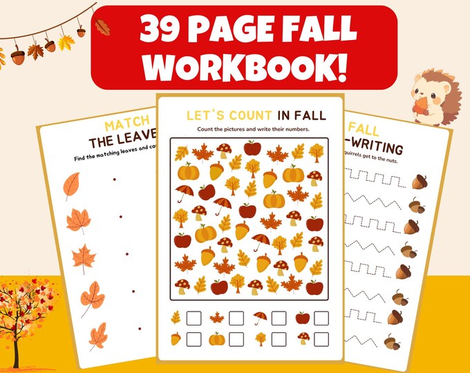 Printable Bundle|fall Dot Marker Preschool Worksheets|fall Coloring ...