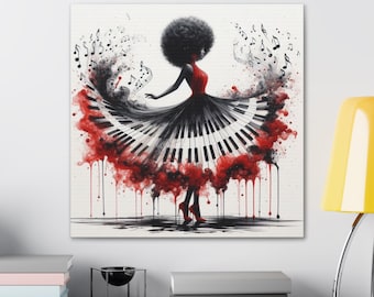 Hear the Music Acrylic on Canvas, Black Art Room Decor Original Art Print