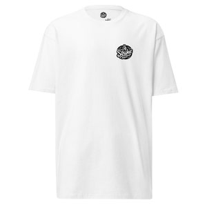 Coleção Básica | T pesado superior quente da greve branca | camiseta branca | camiseta masculina | Moda urbana | Logotipo preto