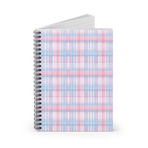 Cahier à spirales rose et bleu à carreaux - Lignes lignées