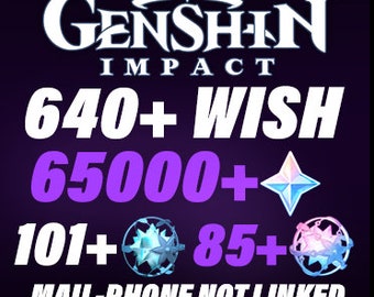 UE / 65000+ primogemas / 640+ deseos en total / Deseos Reroll Genshin Impact