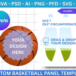 Size 7 Basketball Panel Template: Editable Canva Design (Digital Download)