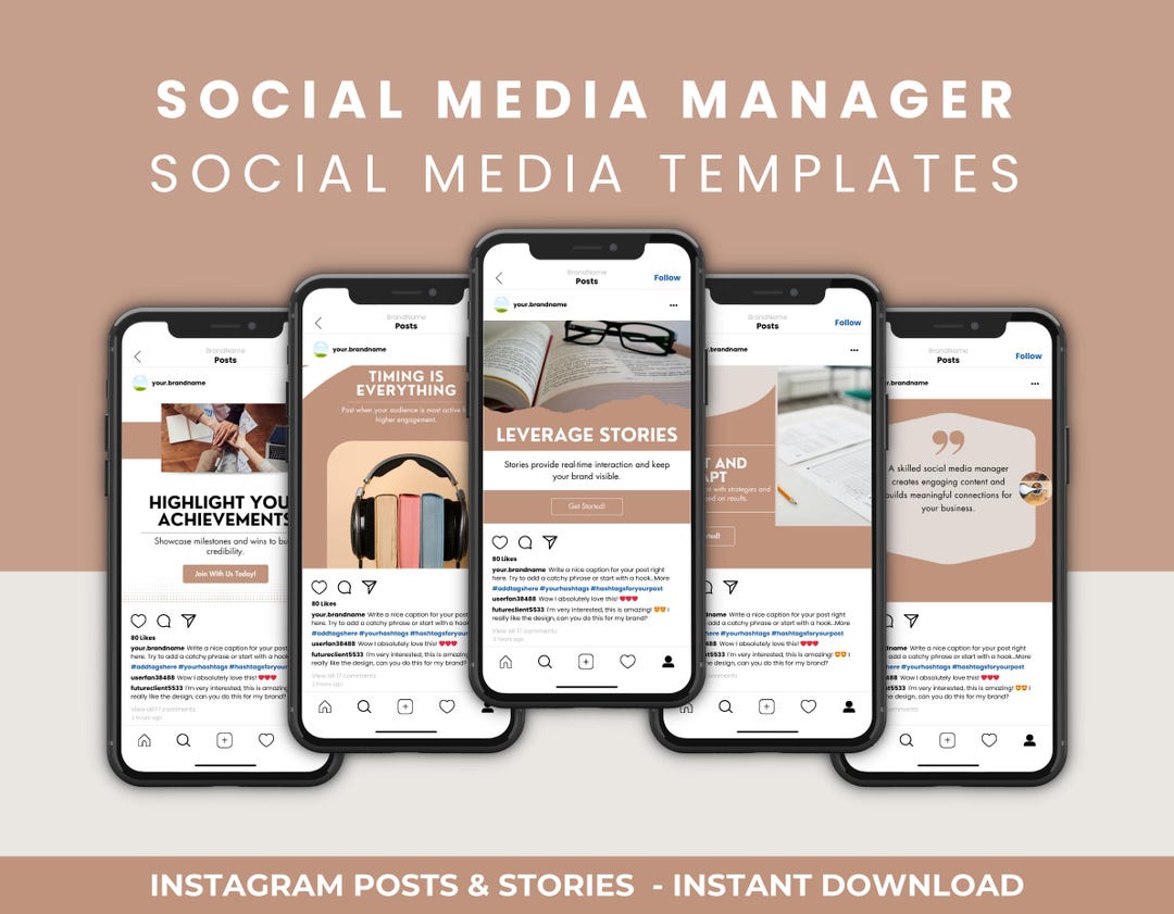 Social Media Canva Templates Bundle: Marketing Kit for Managers (PDF ...