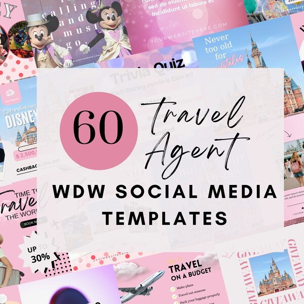 WDW Travel Agent Social Media Templates | Travel Agent Templates WDW | Travel Agent Instagram Posts | Travel Instagram Templates