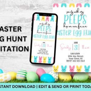 Easter Invitation | Easter Egg Hunt Invitation | Peeps Invitation | Easter Invitation | Party With My Peeps | Easter Theme Invite