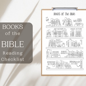 Libreria della Bibbia da colorare stampabile / Registro di lettura della Bibbia / Registro dei libri della Bibbia stampabile / Diario di studio della Bibbia / Lista di controllo della Bibbia