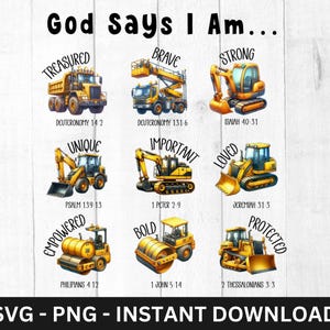 God Says I Am Truck PNG, Truck SVG Files, Bible Verse Shirt, Church Sweatshirt, Construction SCG, Digital Download