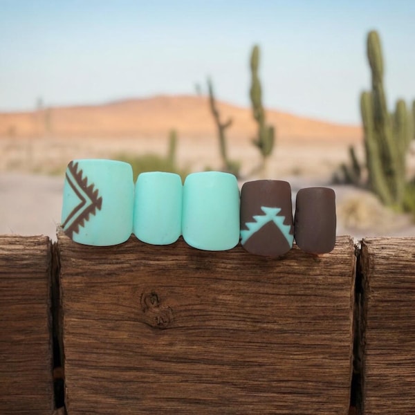 Western Teal  Press On Nails
