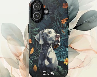 Personalized Weimaraner Dog Art Phone Case: Custom Pet Name