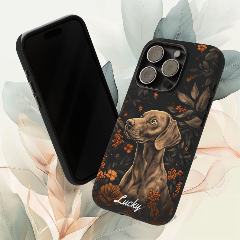 Personalized Vizsla Dog Phone Case: Custom Pet Name, Floral Design image 7