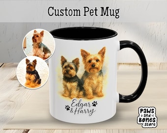 Custom Pet Photo Mug with Name - Personalized Coffee Cup, Custom Pet Portrait Gift for Dog Mom, Gift for Animal Lover