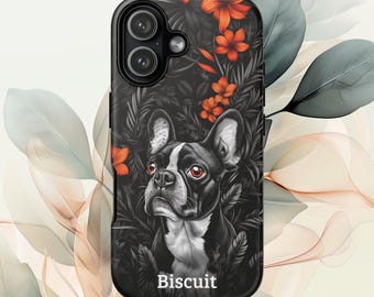 Funda de teléfono personalizada con diseño de Boston Terrier: nombre personalizado para tu mascota, regalo para amantes de los perros