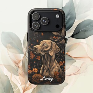 Personalized Vizsla Dog Phone Case: Custom Pet Name, Floral Design image 4