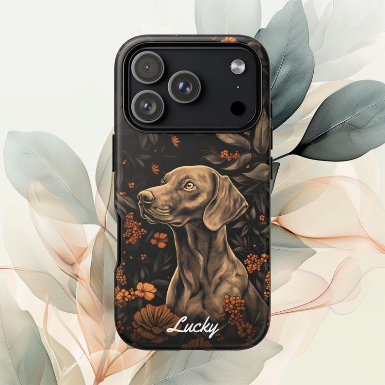 Personalized Vizsla Dog Phone Case: Custom Pet Name, Floral Design image 4