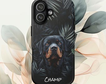 Personalized Rottweiler Phone Case: Custom Dog Name, Impact Resistant