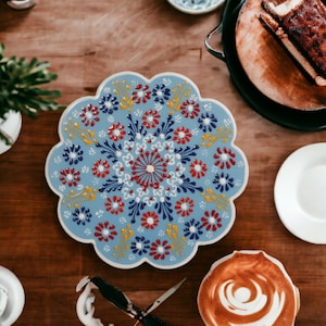 Turkish Ceramic Handmade Trivet For Hot Pot, Best Gift Ceramic Lovers, Trivet for Kitchen Decor, Hot Pot, Ceramic Trivet, Handmade Ceramic
