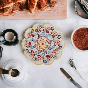 Ceramic Trivet for Hot Dishes, Tableware setting, Decorative Handmade Turkish Tile Coaster, Heat Resistant Pot Trivets, Trivet For Hot Pot