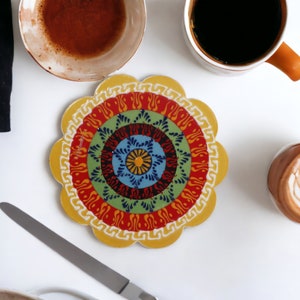 Ceramic Trivet for Hot Dishes,Tableware setting, Decorative Handmade Turkish Tile Coaster, Heat Resistant Pot Trivets, Trivet For Hot Pot