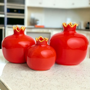 Ceramic Pomegranate Set, Handmade Pomegranate Ornament, Decorative Pomegranate Vase, Ukrainian Pottery, Minimalist Home Decor, Ceramic Decor
