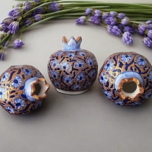 Ceramic pomegranate handmade, Ceramic fruit sculpture Figurine pottery vase, Home Decor, Colorful Pottery Floor Vase with Pomegranate Design