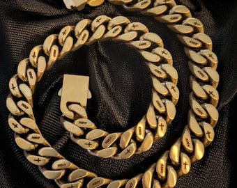 Gold Cuban Link Chain - 316L Stainless Steel Gold Plated - 12mm - Men&#39;s Necklace