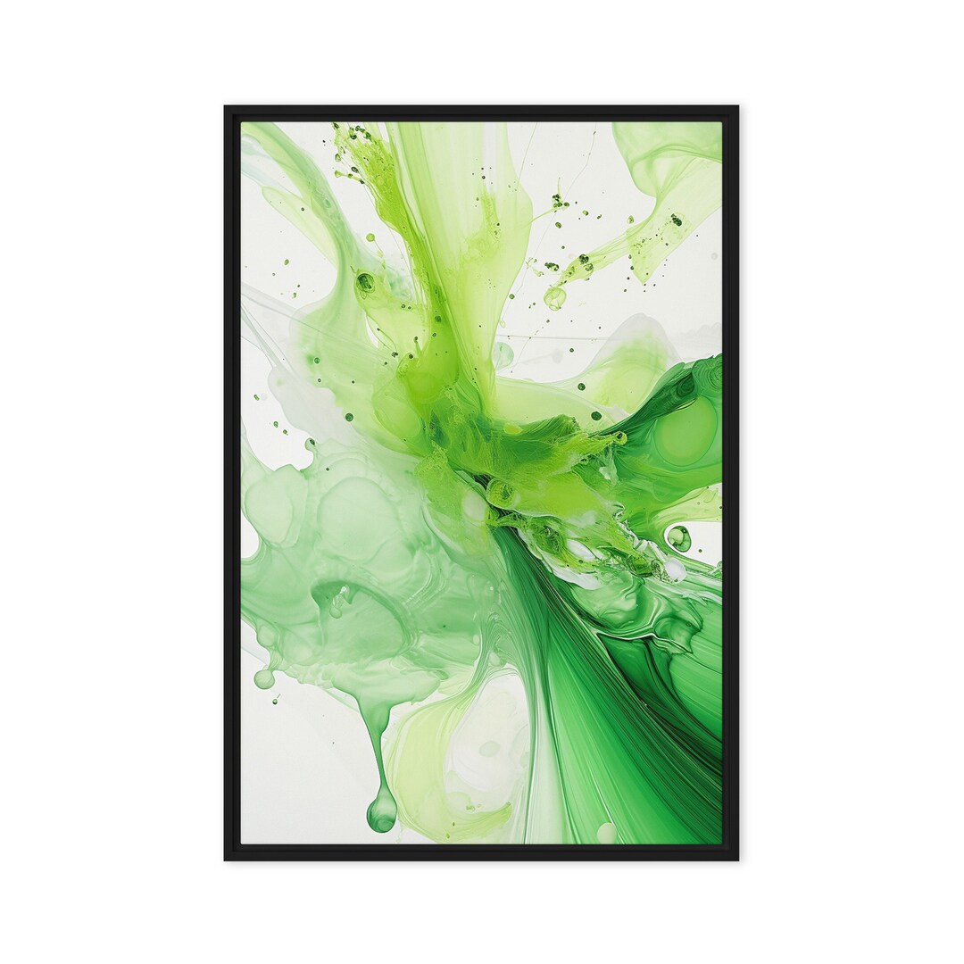 Colorful Paint Splash Wall Art, Flowing Green Wall Decor, Abstract Wall