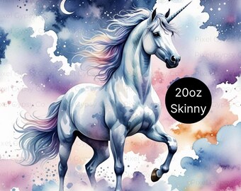 Unicorn Tumbler Wrap, Mystical Fairycore Sublimation png, Pastel Cute Girls Tumbler, Unicorn Digital Art, Fantasy Printable 20 oz Tumbler