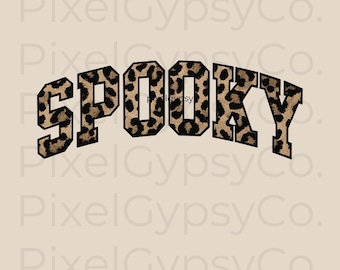 Spooky Leopard print png, Halloween Spooky graphic, Cheetah png, Leopard png, Fall Sublimation png