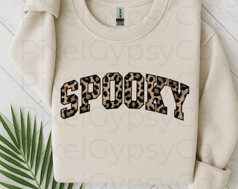 Spooky Leopard print png, Halloween Spooky graphic, Cheetah png, Leopard png, Fall Sublimation png