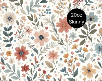 Cottagecore Aesthetic Tumbler wrap, Dainty Flowers 20oz Skinny tumbler png, Seamless Floral pattern for sublimation, Botanical print