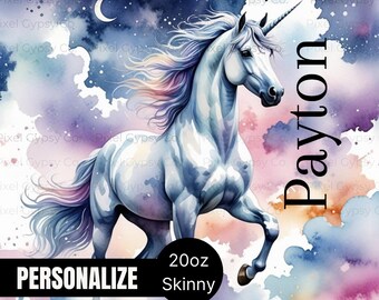 Personalized Text Unicorn Tumbler Wrap, Unicorn Sublimation png, Cute Girls Tumbler, Unicorn Digital Art, Fantasy Unicorn Seamless png