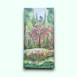 Tableau Paysage Nature Original – Peinture Acrylique Arbres & Verdure, Décoration Murale Moderne