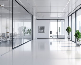 Virtual Background White Office Corridor | Zoom Background Home Office | Zoom Virtual Background | Home Office Background | Zoom Backdrop