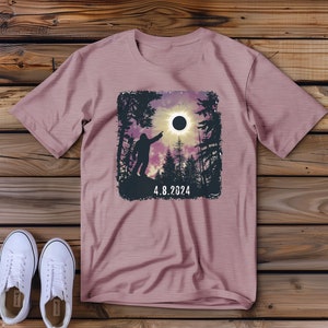 Funny Sasquatch Solar Eclipse Shirt | Big Foot Lover Gift | Bigfoot Believer | Sun Moon Phase Tshirt | Camping Hiking Shirt | Funny Dad Gift