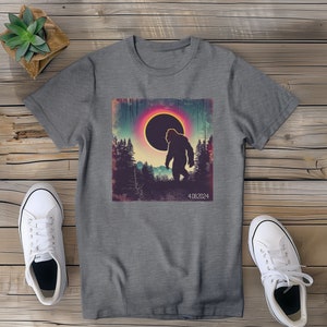 Funny Sasquatch Solar Eclipse Shirt | Big Foot Lover Gift | Bigfoot Believer | Sun Moon Phase Tshirt | Camping Hiking Shirt | Funny Dad Gift