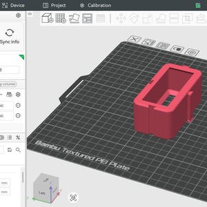 May include: A 3D modelling software interface displaying a red rectangular object on a textured PEI plate. The interface shows printer settings, including nozzle diameter and filament options. The layer height is set to 0.16 mm.